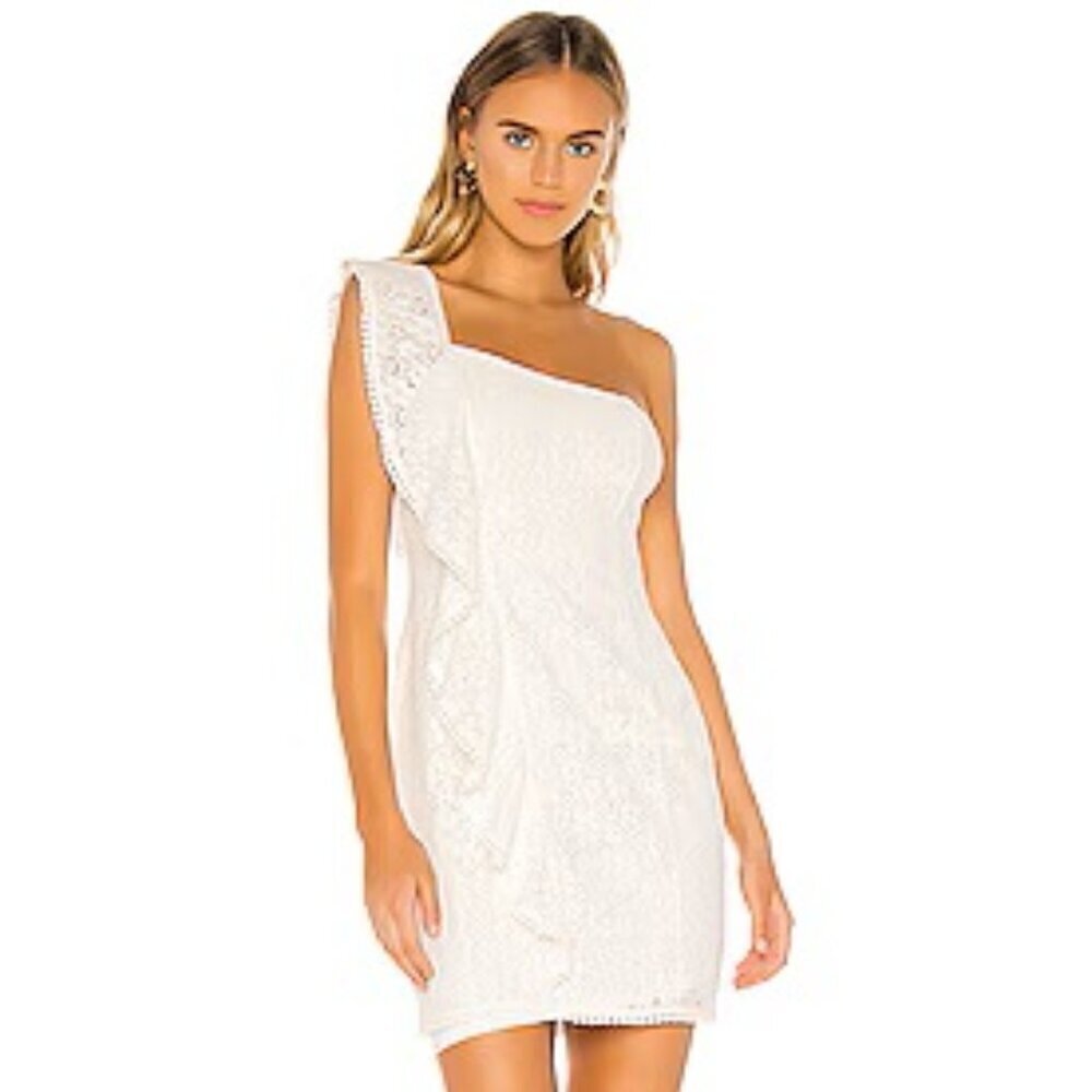 CUPCAKES AND CASHMERE Aresa Women's One-Shoulder Lace Ruffle Dress Size 6